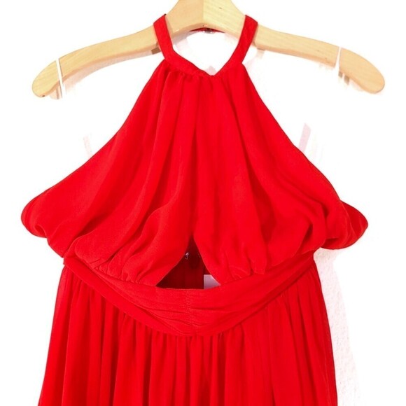NWT Lovers and Friends Hazel Halter Neck Cutout Gown Maxi Dress Red Womens Small - Picture 5 of 11